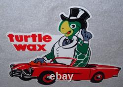 Vintage Turtle Wax Turtle In Convertible 12 Metal Car Wash Gasoline & Oil Sign
