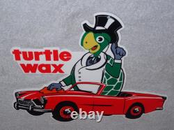 Vintage Turtle Wax Turtle In Convertible 12 Metal Car Wash Gasoline & Oil Sign