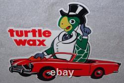 Vintage Turtle Wax Turtle In Convertible 12 Metal Car Wash Gasoline & Oil Sign