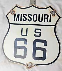Vintage US ROUTE 66 Missouri AZ Porcelain Highway Sign Gas Oil Road Shield