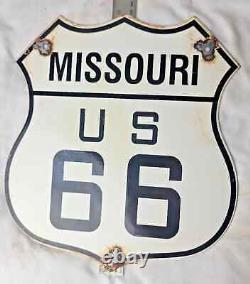 Vintage US ROUTE 66 Missouri AZ Porcelain Highway Sign Gas Oil Road Shield