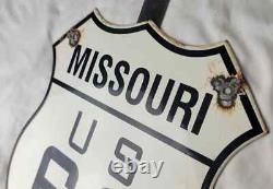 Vintage US ROUTE 66 Missouri AZ Porcelain Highway Sign Gas Oil Road Shield