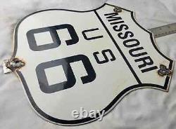 Vintage US ROUTE 66 Missouri AZ Porcelain Highway Sign Gas Oil Road Shield