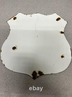 Vintage US Route 66 California Porcelain Highway State Road Gas Oil Pump Sign