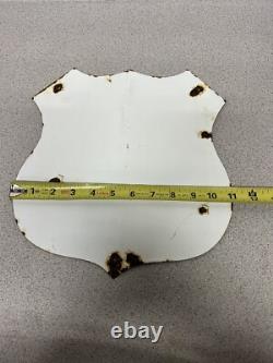 Vintage US Route 66 California Porcelain Highway State Road Gas Oil Pump Sign