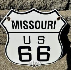 Vintage US Route 66 Sign Missouri State Porcelain Highway Road Gas Oil Pump Sign