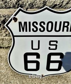Vintage US Route 66 Sign Missouri State Porcelain Highway Road Gas Oil Pump Sign