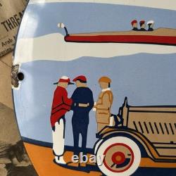 Vintage Union Gasoline Speed & Power 12 Inch Convex Porcelain Enamel Sign