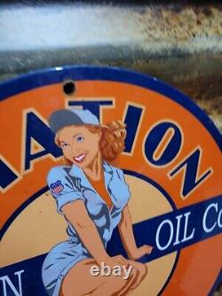 Vintage Union Oil Porcelain Sign Aviation Gasoline Car Motor Service Supply 12