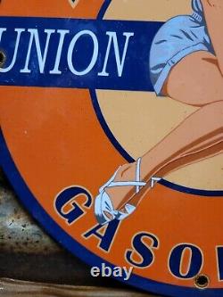 Vintage Union Oil Porcelain Sign Aviation Gasoline Car Motor Service Supply 12