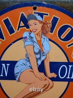 Vintage Union Oil Porcelain Sign Aviation Gasoline Car Motor Service Supply 12