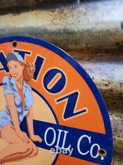 Vintage Union Oil Porcelain Sign Aviation Gasoline Car Motor Service Supply 12