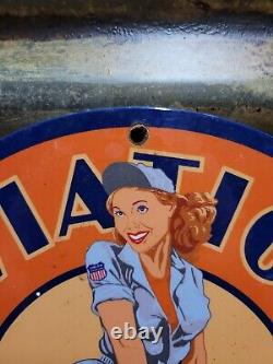 Vintage Union Oil Porcelain Sign Aviation Gasoline Car Motor Service Supply 12