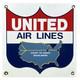 Vintage United Air Lines Porcelain Sign Oil Gas Aviation Hangar Plane Airport