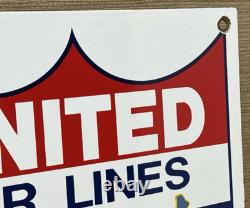 Vintage United Air Lines Porcelain Sign Oil Gas Aviation Hangar Plane Airport