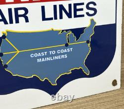Vintage United Air Lines Porcelain Sign Oil Gas Aviation Hangar Plane Airport
