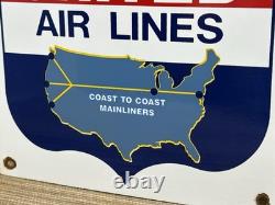 Vintage United Air Lines Porcelain Sign Oil Gas Aviation Hangar Plane Airport