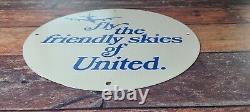 Vintage United Airlines Porcelain Aviation Friendly Skies Airline Service Sign