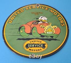 Vintage United Motor Service Porcelain Gas Oil Chevy Auto Service Pump Auto Sign