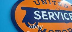 Vintage United Motor Service Porcelain Gasoline & Oil Chevy Auto Service Sign