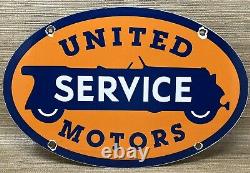 Vintage United Motor Services Porcelain Sign Gas Station Pump Motor Oil Auto