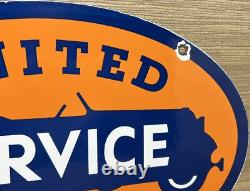 Vintage United Motor Services Porcelain Sign Gas Station Pump Motor Oil Auto