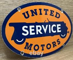 Vintage United Motor Services Porcelain Sign Gas Station Pump Motor Oil Auto