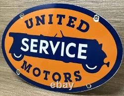 Vintage United Motor Services Porcelain Sign Gas Station Pump Motor Oil Auto