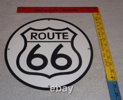 Vintage United States Route 66 U. S. 11 3/4 Porcelain Metal Gasoline & Oil Sign