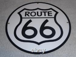 Vintage United States Route 66 U. S. 11 3/4 Porcelain Metal Gasoline & Oil Sign