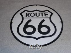 Vintage United States Route 66 U. S. 11 3/4 Porcelain Metal Gasoline & Oil Sign