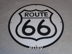 Vintage United States Route 66 U. S. 11 3/4 Porcelain Metal Gasoline & Oil Sign