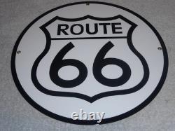 Vintage United States Route 66 U. S. 11 3/4 Porcelain Metal Gasoline & Oil Sign