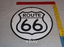 Vintage United States Route 66 U. S. 11 3/4 Porcelain Metal Gasoline & Oil Sign