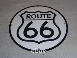 Vintage United States Route 66 U. S. 11 3/4 Porcelain Metal Gasoline & Oil Sign