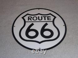 Vintage United States Route 66 U. S. 11 3/4 Porcelain Metal Gasoline & Oil Sign