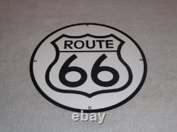 Vintage United States Route 66 U. S. 11 3/4 Porcelain Metal Gasoline & Oil Sign