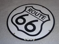Vintage United States Route 66 U. S. 11 3/4 Porcelain Metal Gasoline & Oil Sign