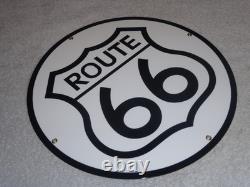 Vintage United States Route 66 U. S. 11 3/4 Porcelain Metal Gasoline & Oil Sign