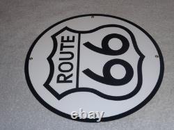 Vintage United States Route 66 U. S. 11 3/4 Porcelain Metal Gasoline & Oil Sign