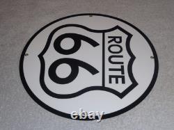 Vintage United States Route 66 U. S. 11 3/4 Porcelain Metal Gasoline & Oil Sign