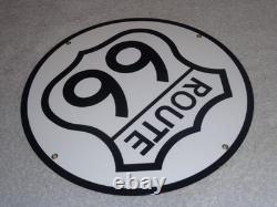Vintage United States Route 66 U. S. 11 3/4 Porcelain Metal Gasoline & Oil Sign