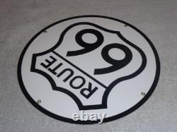 Vintage United States Route 66 U. S. 11 3/4 Porcelain Metal Gasoline & Oil Sign