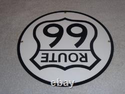 Vintage United States Route 66 U. S. 11 3/4 Porcelain Metal Gasoline & Oil Sign