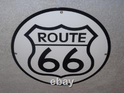 Vintage United States Route 66 U. S. 11 3/4 Porcelain Metal Gasoline & Oil Sign