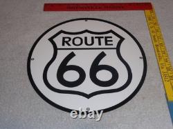 Vintage United States Route 66 U. S. 11 3/4 Porcelain Metal Gasoline & Oil Sign