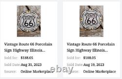 Vintage United States Route 66 U. S. 11 3/4 Porcelain Metal Gasoline & Oil Sign