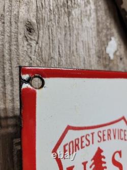Vintage Us Forest Service Porcelain Sign Old 30 Water For Fire Trucks Plaque
