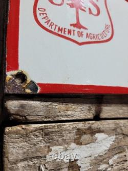 Vintage Us Forest Service Porcelain Sign Old 30 Water For Fire Trucks Plaque