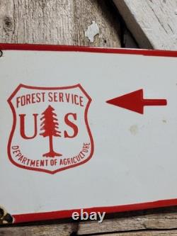 Vintage Us Forest Service Porcelain Sign Old 30 Water For Fire Trucks Plaque